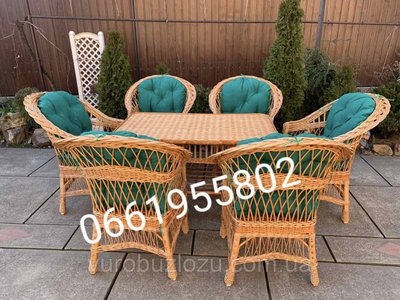 Комплект з лози 6 крісел та стіл 1832150556 фото