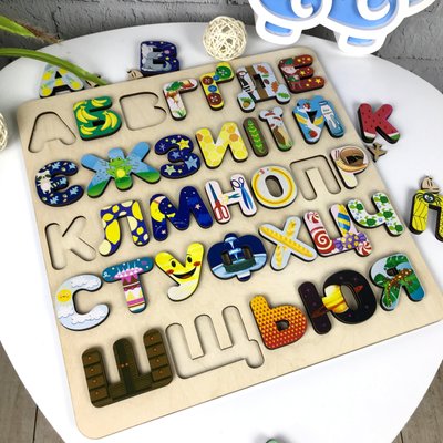 Дитячий кольоровий алфавіт з дерева з об'ємними літерами 1141221860 фото