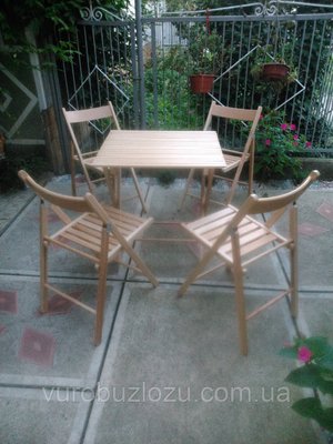 Дерев'яні складні меблі (4 стільці + стіл №2) 1833052485 фото