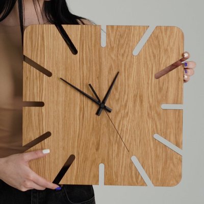 Дерев'яний годинник Moku Roppongi (38 x 38 см) Roppongi Oak 38 фото