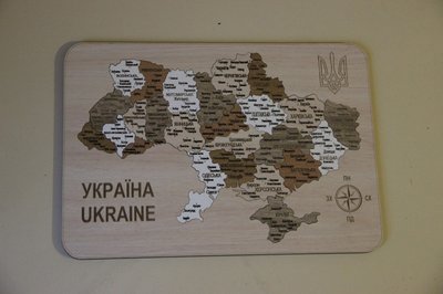 Дерев'яна карта-пазл України, світлого кольору, 34*24 см 2043129909 фото