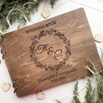 Весільний дерев'яний альбом для фотографій і побажань 681444021 фото