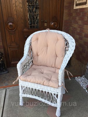 Крісло "Звичайне" (Біле) з бежевою подушкою 1833052887 фото