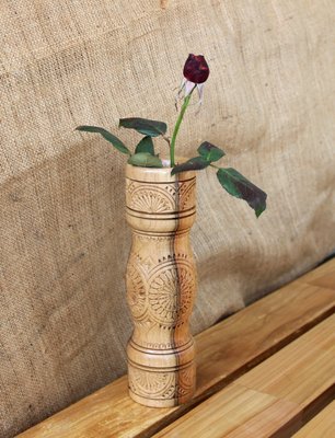 Дерев'яна ваза різьблена, ваза дерев'яна для декору, ваза декоративна, ваза з дерева 1708139863 фото