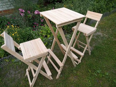 Набір дерев'яних меблів для кавового кафе барний стіл +2 стільці барні 1937751702 фото