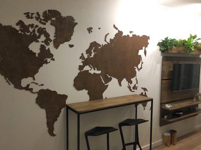Декоративна карта світу з дерева на стіну 602896106 фото