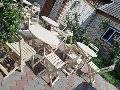 Садовий набір дерев'яних розкладних меблів гарної якості! гарна ціна!*стіл +4 стула ) 1667872265 фото
