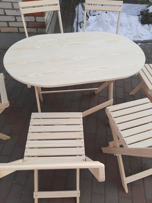 Набір дерев'яних складаних меблів (стіл + 4 стільці) 1762775442 фото