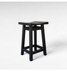 Дерев'яний напівбарний табурет ХВИЛЯ Стілець з дерева Табуретка для пабу, кафе, бару, кухні Висота 58см Чорний