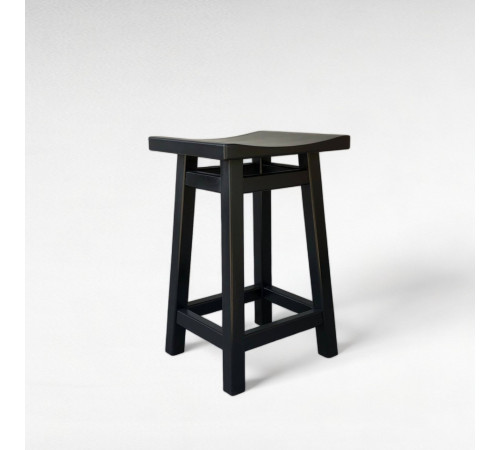 Дерев'яний напівбарний табурет ХВИЛЯ Стілець з дерева Табуретка для пабу, кафе, бару, кухні Висота 58см Чорний