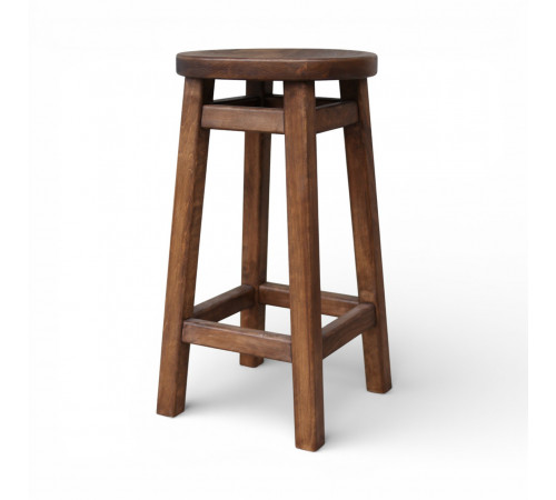 Напівбарний дерев'яний табурет для кухні КОМФОРТ Круглий стілець без спинки з дерева для кафе, бара Висота 50см Полісандр