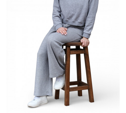 Напівбарний дерев'яний табурет для кухні КОМФОРТ Круглий стілець без спинки з дерева для кафе, бара Висота 50см Полісандр