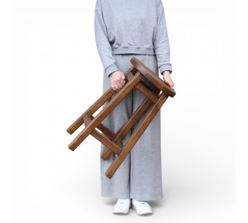 Напівбарний дерев'яний табурет для кухні КОМФОРТ Круглий стілець без спинки з дерева для кафе, бара Висота 50см Полісандр