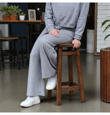 Напівбарний дерев'яний табурет для кухні КОМФОРТ Круглий стілець без спинки з дерева для кафе, бара Висота 50см Полісандр