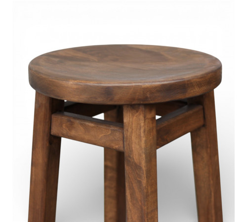 Напівбарний дерев'яний табурет для кухні КОМФОРТ Круглий стілець без спинки з дерева для кафе, бара Висота 50см Полісандр