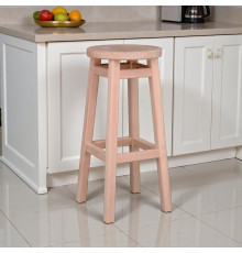 Високий барний стілець КОМФОРТ з дерева для барів, пабів, кафе, кухні Табурет круглий дерев'яний без спинки h75см Бежевий