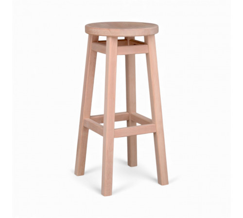 Високий барний стілець КОМФОРТ з дерева для барів, пабів, кафе, кухні Табурет круглий дерев'яний без спинки h75см Бежевий