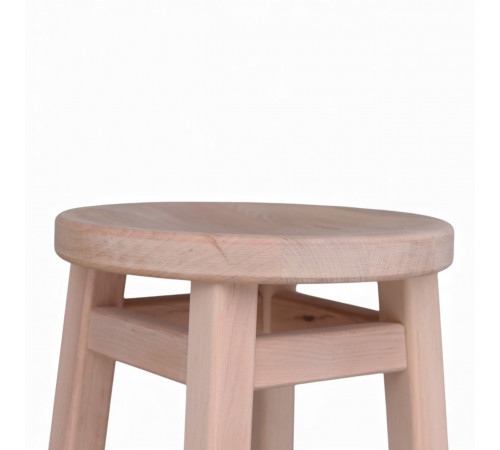 Високий барний стілець КОМФОРТ з дерева для барів, пабів, кафе, кухні Табурет круглий дерев'яний без спинки h75см Бежевий