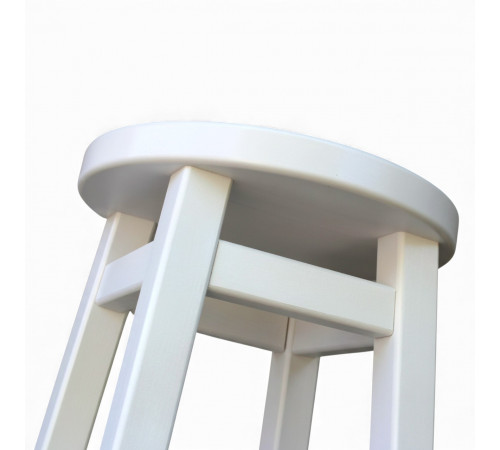 Напівбарний дерев'яний табурет для кухні КОМФОРТ Круглий стілець без спинки з дерева для кафе, бара Висота 50см Білий