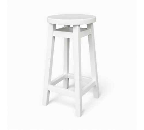 Напівбарний дерев'яний табурет для кухні КОМФОРТ Круглий стілець без спинки з дерева для кафе, бара Висота 50см Білий