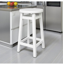 Напівбарний дерев'яний табурет для кухні КОМФОРТ Круглий стілець без спинки з дерева для кафе, бара Висота 50см Білий