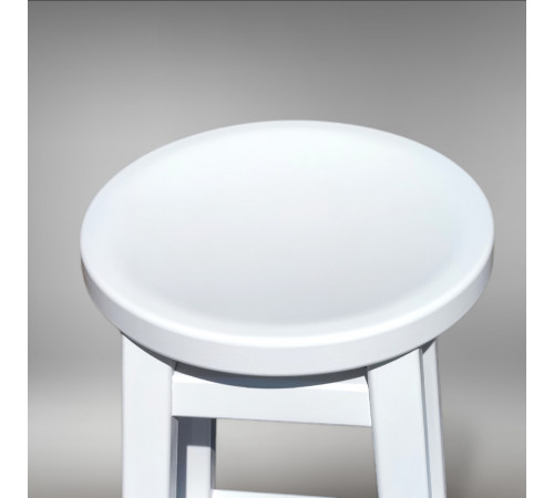 Напівбарний дерев'яний табурет для кухні КОМФОРТ Круглий стілець без спинки з дерева для кафе, бара Висота 50см Білий