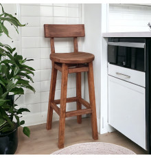 Високий дерев'яний стілець зі спинкою Барний табурет з натурального дерева для високої барної стійки Дублін 750