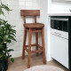 Високий дерев'яний стілець зі спинкою Барний табурет з натурального дерева для високої барної стійки Дублін 750