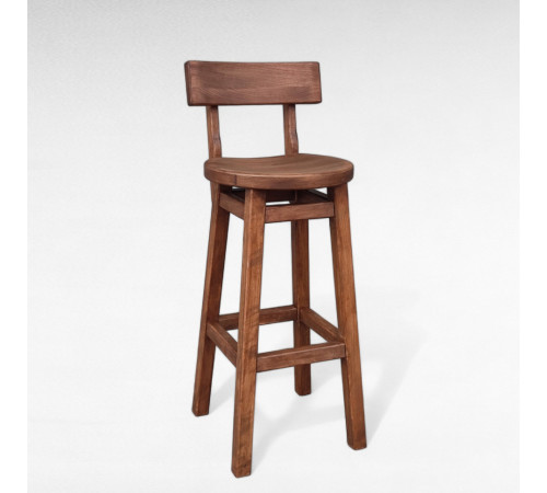 Високий дерев'яний стілець зі спинкою Барний табурет з натурального дерева для високої барної стійки Дублін 750