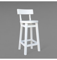 Високий дерев'яний стілець зі спинкою Білий барний табурет з натурального дерева для кухні, кафе Дублін 630