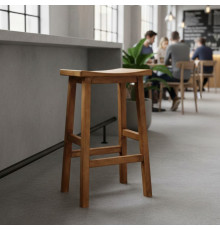 Дерев’яний барний табурет з натурального дерева в сучасному стиліі Стілець широкий ПАБ Хвиля Нова h70