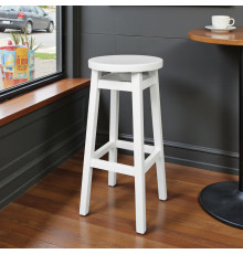 Високий барний стілець КОМФОРТ з дерева для барів, пабів, кафе, кухні Табурет круглий дерев'яний без спинки h75см Білий