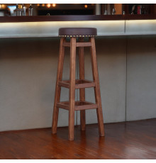 Високий барний табурет з м'яким сидінням Дерев'яний стілець для барної стійки для кухні, бару ПАБу коричневий 1040