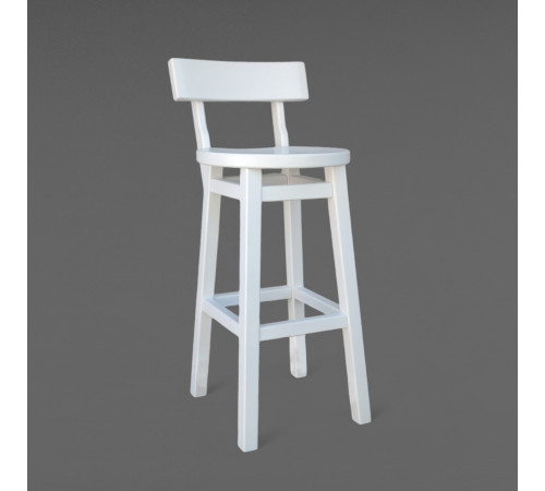 Високий дерев'яний стілець зі спинкою Білий барний табурет з натурального дерева для кухні, кафе Дублін 750
