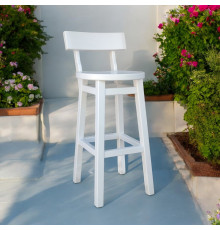 Високий дерев'яний стілець зі спинкою Білий барний табурет з натурального дерева для кухні, кафе Дублін 750