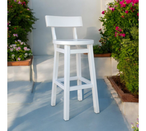 Високий дерев'яний стілець зі спинкою Білий барний табурет з натурального дерева для кухні, кафе Дублін 750