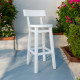 Високий дерев'яний стілець зі спинкою Білий барний табурет з натурального дерева для кухні, кафе Дублін 750