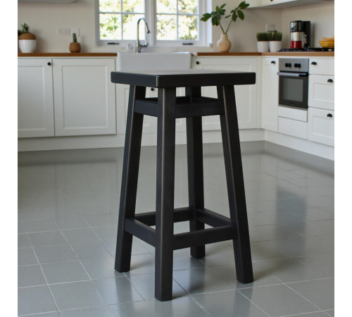 Кухонний дерев'яний табурет для кухні Стілець із натурального дерева Табурета кухонна маленька Мілан Чорний