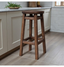 Високий барний стілець КОМФОРТ з дерева для барів, пабів, кафе, кухні Табурет круглий дерев'яний без спинки h75см Полісандр