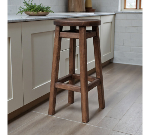 Високий барний стілець КОМФОРТ з дерева для барів, пабів, кафе, кухні Табурет круглий дерев'яний без спинки h75см Полісандр