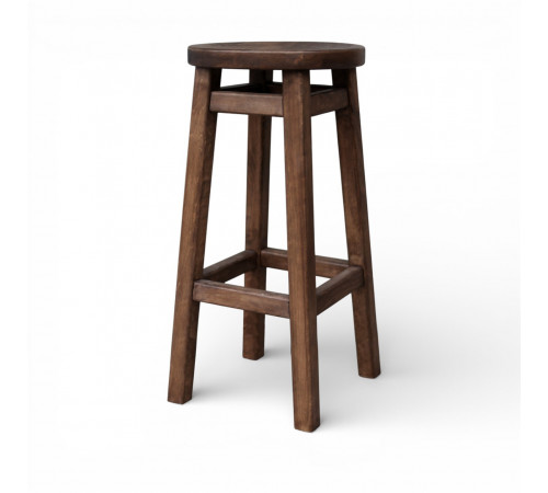 Високий барний стілець КОМФОРТ з дерева для барів, пабів, кафе, кухні Табурет круглий дерев'яний без спинки h75см Полісандр