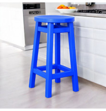 Високий барний стілець КОМФОРТ з дерева для барів, пабів, кафе, кухні Табурет круглий дерев'яний без спинки h75см Синій