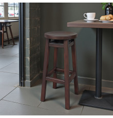 Високий барний стілець КОМФОРТ з дерева для барів, пабів, кафе, кухні Табурет круглий дерев'яний без спинки h75см Кипарис