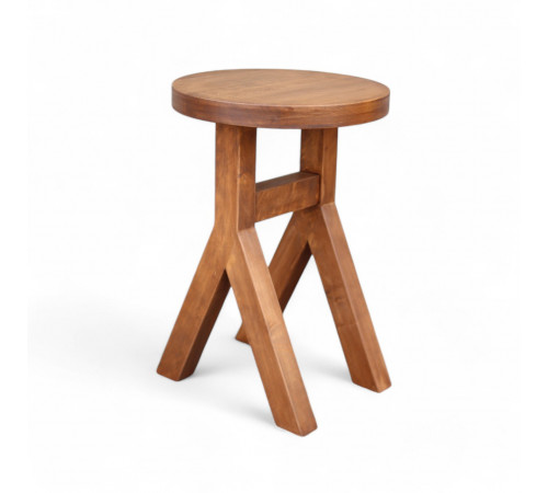 Табурет дерев'яний для кухні, кафе Табуретка з круглим сидінням Дизайнерський стілець з натурального дерева