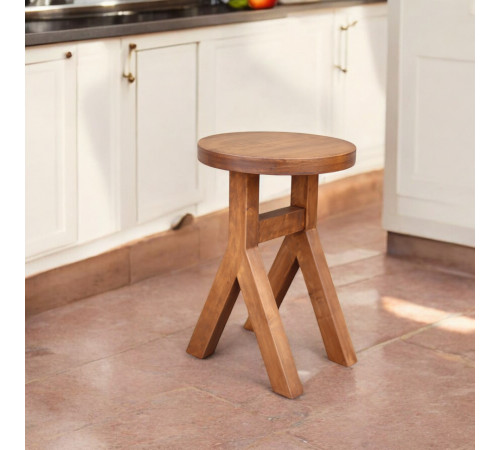 Табурет дерев'яний для кухні, кафе Табуретка з круглим сидінням Дизайнерський стілець з натурального дерева