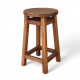 Напівбарний дерев'яний табурет для кухні КОМФОРТ Круглий стілець без спинки з дерева для кафе, бара Висота 50см Горіх темний