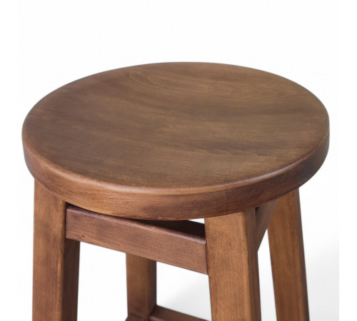 Напівбарний дерев'яний табурет для кухні КОМФОРТ Круглий стілець без спинки з дерева для кафе, бара Висота 50см Горіх темний