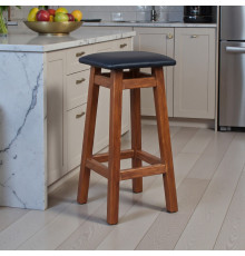 Кухонний дерев'яний табурет з м'яким сидінням зі шкірозамінника для кухні Стілець натуральне дерево Мілан М32 580