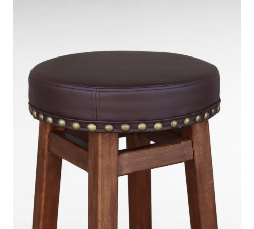 Табурет з м'яким круглим сидінням Дерев'яний стілець з м'якою сидушкою для кухні, бару ПАБу коричневий 620