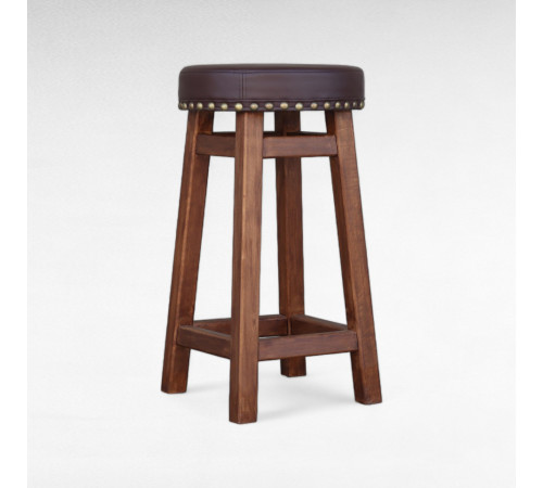 Табурет з м'яким круглим сидінням Дерев'яний стілець з м'якою сидушкою для кухні, бару ПАБу коричневий 620